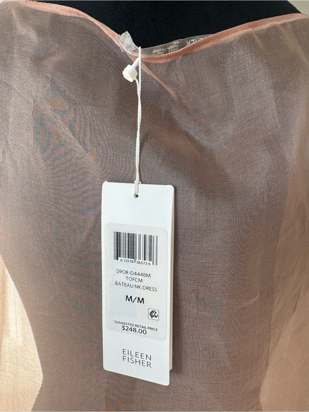 New Eileen Fisher Washed Silk Organza Layering Dress size M - Picture 4 of 11